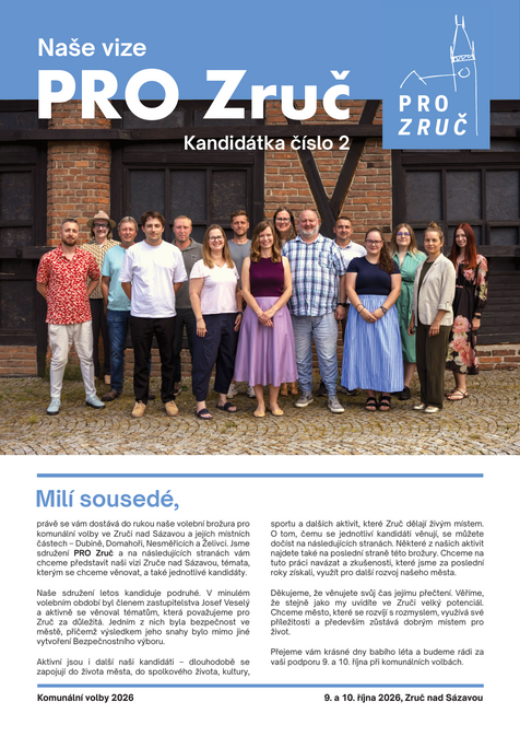Titulní strana volební brožury PRO Zruč