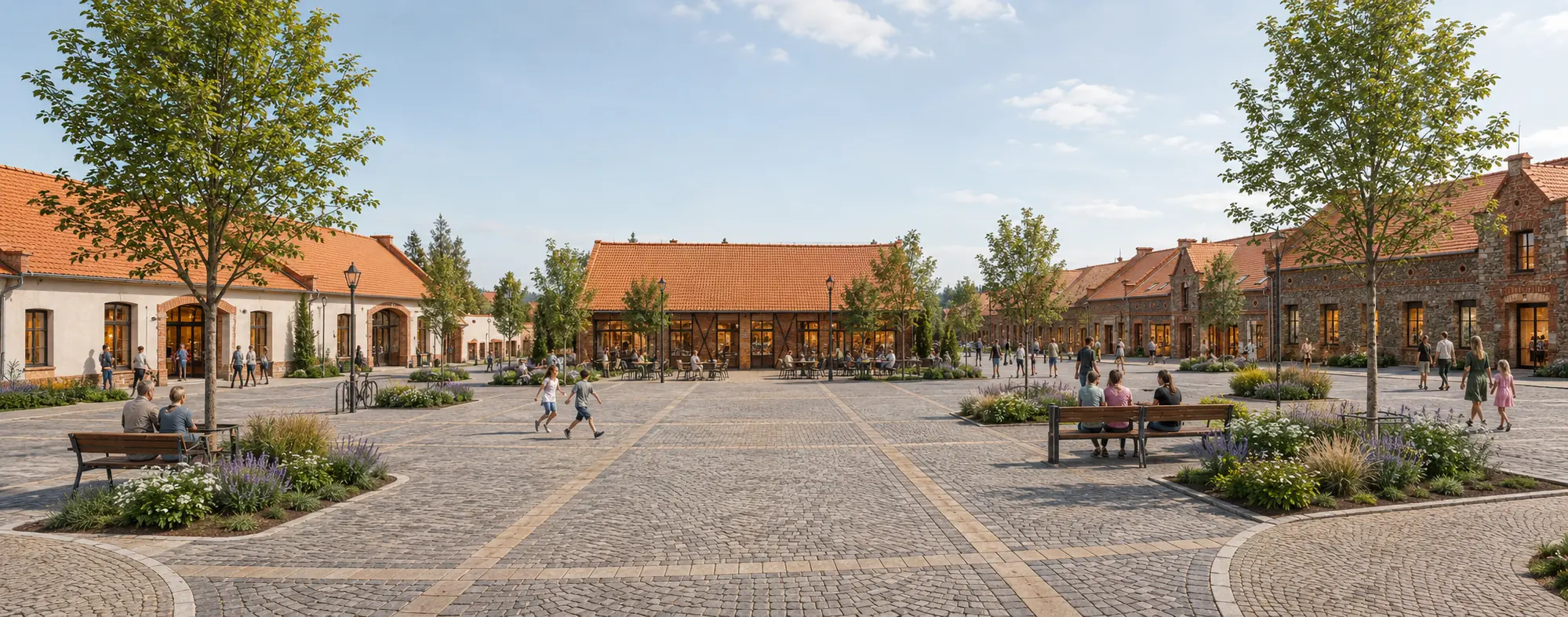 Možná podoba Zručského dvora – denní vizualizace veřejného prostoru